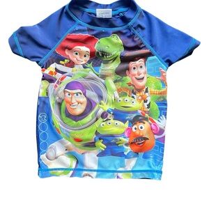 Disney Toy Story Graphic Print Short Sleeve Rash Guard Swim Top Boys Size 3T